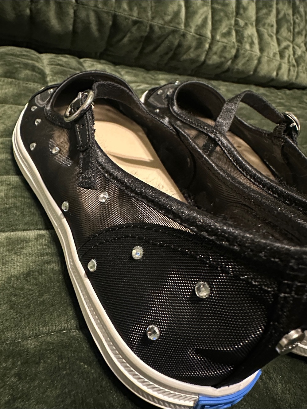 Keds Black Mary Jane Flats with Rhinestone Mesh - Picture 10 of 16